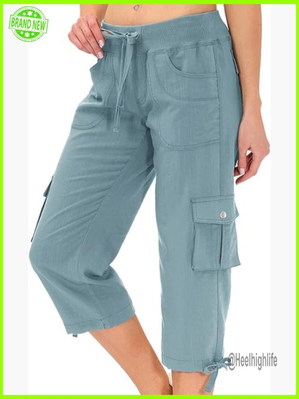 Women's Cargo Capri Pants with Pockets, Lightweight Stretch Fabric for Hiking